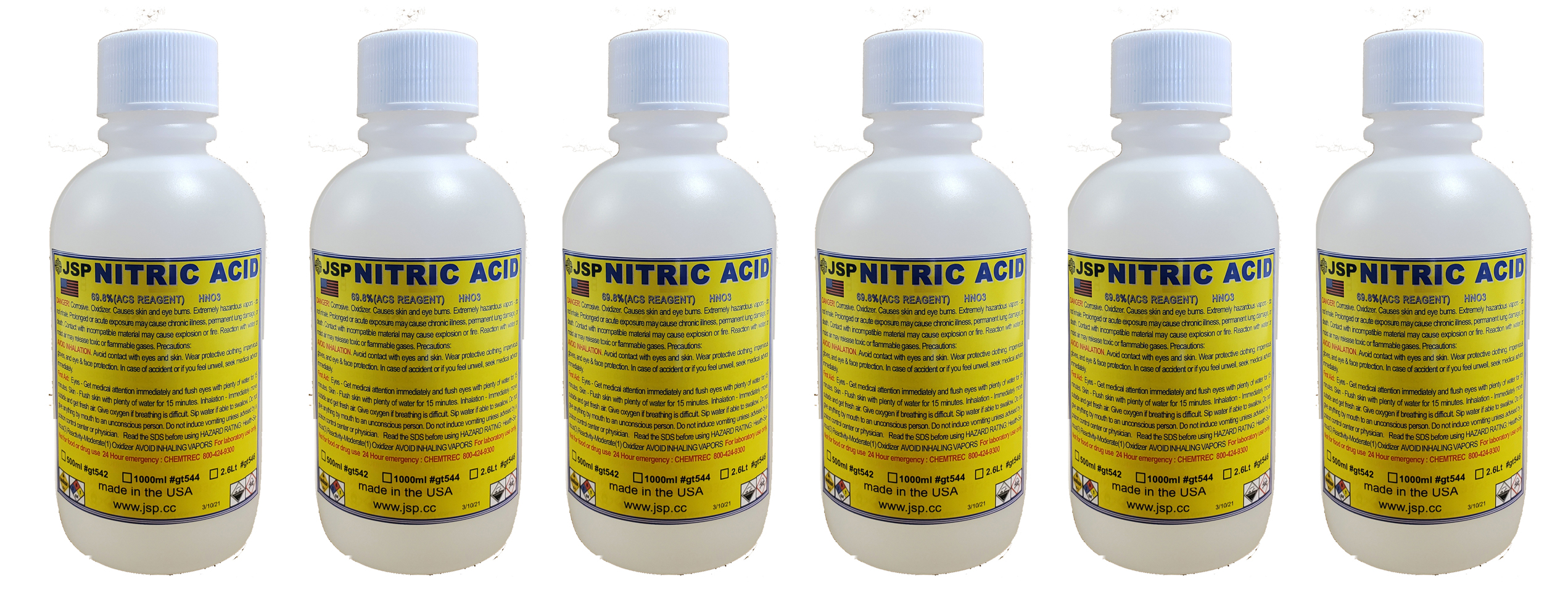 NITRIC ACID 6 x 1/2 Liter (16.7oz) 67% - Click Image to Close